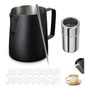 Jarra Espumadora De Leche 350ml Acero Inoxidable Negro Negro