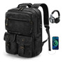 Mochila Laptop 15.6 Cuero Pu Impermeable Profesional Negro