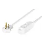 Extensión 10m Macho Hembra 3 Salidas Clavija Plana Blanca Blanco