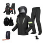 Impermeable Para Moto Con Cubrezapatos Y Capucha Negro Verde Negro Y Verde Talla