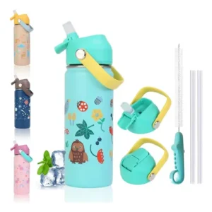 Termo Infantil Acero Inoxidable 532ml Verde Con Pajita