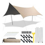 Toldo Camping Impermeable 450x520cm Para 8-10 Personas Albaricoque