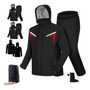 Traje De Lluvia Motociclista Impermeable Reflectante Negro R Negro+rojo Ajusta Bien Según La Talla Indicada