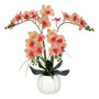 Orquídea Artificial Naranja 24 Flores En Maceta Decorativa 4