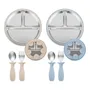 Platos Para Niños De Acero Inoxidable Con Succión 2 Pzas Beige, Azul
