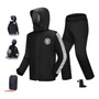 Impermeable Rainsuit Motociclista Unisex Con Cubrezapatos Blanco Y Negro Ajustado