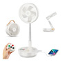 Ventilador Portátil Plegable Recargable 10000mah Con Control Blanco