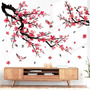 Calcomanías De Pared Flores De Ciruelo Y Pájaros Rosa 2 Piez Multi