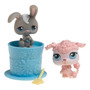 Figuras Miniatura Poodle Y Conejo Gris Set 2 Piezas Mercado