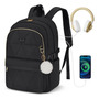 Mochila Impermeable Para Laptop 15.6 Con Usb Y Auriculares