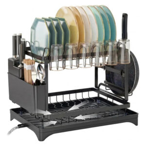 Escurridor De Trastes Acero Inoxidable 2 Niveles Negro