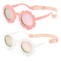 Lentes De Sol Niños Flores Polarizados Protec Uv Con Correa Blanco/rosa Negro