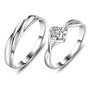 Anillos Pareja Plata 925 Ajustables Solitarios Bodas Regalos