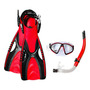 Set De Natación Adulto Grande Extra Grande Rojo Aletas Snork Rojo Grande / Extra Grande