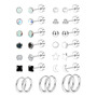 15 Pares Aretes Mujer Acero Quirúrgico Aros Pequeños Perlas