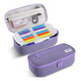 Estuche De Lápices Y Lapiceras Gran Capacidad Lona Morado Color Liso