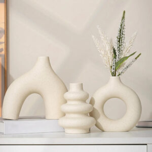 Jarrones De Cerámica 3 Piezas Decoración Minimalista Amarill