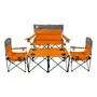 Juego De 4 Sillas Y Sofá Plegable Para Camping Naranja