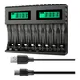 Cargador De Pilas Recargables 8 Ranuras Aa Aaa Pantalla Lcd