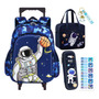 Set 5 Mochilas Con Ruedas Escolar Niño Con Accesorios