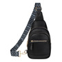 Mochila Cruzada Negra De Cuero Vegano Bandolera Para Viajes Negro Diseño De La Tela