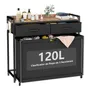 Cesto Ropa Sucia 120l Metal 3 Compartimentos Con Ruedas Negr