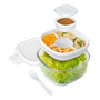Ensaladera De Vidrio 7.6 Tazas Con Tapa Hermética Y 4 Compar