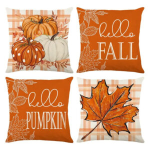 Juego De 4 Fundas Para Cojines Otoño Calabaza Y Hojas 45x45