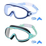 Gafas De Natación Para Niños Visión Amplia 2 Piezas Azul Neg Azul Negro