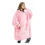Sudadera Manta De Franela Rosa Grande Con Capucha Y Mangas