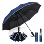Paraguas Plegable Automático Resistente Al Viento Y Uv Azul Oscuro Diseño De La Tela