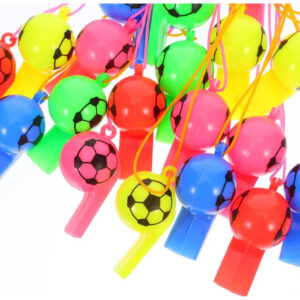 24 Silbatos Deportivos De Fútbol Plástico Con Cordón Colores Colores Surtidos