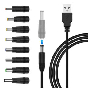 Cable Usb A Dc 5.5mm 1m 8 Conectores Para Dispositivos 5v