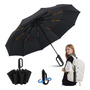 Paraguas Plegable Automático Protección Uv Y Lluvia 210t Negro Diseño De La Tela