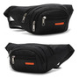 Cangurera Deportiva Hombre 2 Pcs A Prueba De Agua 4 Bolsillo Negro Diseño De La Tela
