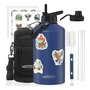 Botella De Agua Aislada 2.6 Litros Fría 48 Horas Azul Profun Azul Profundo
