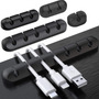 Clips Organizador De Cables Autoadhesivos 5 Piezas Silicona 753-slot-negro