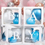 Tuqi Cajas Transparentes Para Globos, 4 Cajas De Bebé Con 30 Blanco