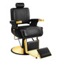 Sillón De Barbería Profesional Reclinable Negro Y Dorado Negro Con Dorado Tipo De Respaldo Forma De La Base