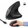 Ratón Inalámbrico Vertical Ergonómico Recargable Usb 5 Boton Negro