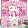 Decoración Cumpleaños Princesa 59 Piezas Globos Cortina Rosa