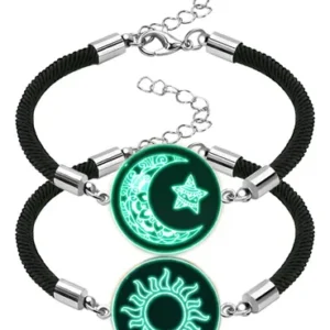 Pulseras Para Pareja Luminosa Tejidas De Cobre Ajustables