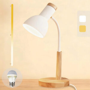 Lámpara De Escritorio Led Madera Ajustable 3 Modos De Luz Bl