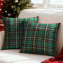 Fundas Decorativas Navidad 2 Cojines Tartán 45 X 45 Cm Verde