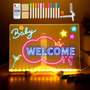 Tablero De Notas Led 30x20 Cm Con 12 Marcadores Multicolor
