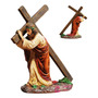 Estatua De Jesús Con Cruz Decorativa Resina 10 Cm Artesanal