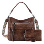 Bolso Hobo Mujer Café Cuero Vegano Estilo Western Versátil Café Diseño De La Tela Acabado De Los Herrajes Color De La Correa De Hombro