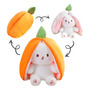 Conejito De Peluche Reversible 25 Cm Fresa Y Zanahoria Regal 10 Pulgadas Zanahoria
