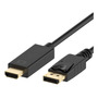 Cable Displayport A Hdmi 1.8m 1080p Full Hd Proyector Monito Black