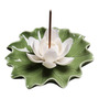 Soporte De Incienso De Cerámica Loto Decorativo Blanco